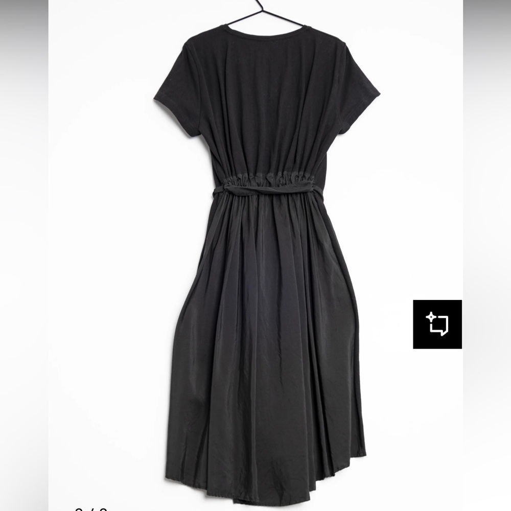 COS Black Drawstring Mulberry Silk Cotton Dress Size medium - Picture 3 of 9
